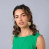 Hammered Tropical Leaf Drop Earrings, lifestyle image