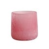Kew Crackle Glass Planter in a blush crimson pink.
