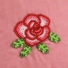 Kew x My Doris Beaded Rose Coin Purse, Pink, close up detail of the embroidery
