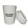 Kew 'Our Future is Botanic' Coffee Mug, Grey, with lid off