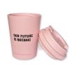 Kew 'Our Future is Botanic' Coffee Mug, Pink with lid off