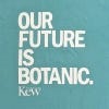 Kew 'Our Future is Botanic' Kids Teal T-shirt, print close-up