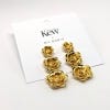 Kew x My Doris Gold Triple Drop Roses Earrings