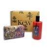 Lavender and Rosemary Eau de Toilette and Kew Soap in front of Kew gift box with red shred.