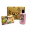 Magnolia and Pear eau de toilette and kew soap in front of kew gift box