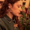 My Doris Beaded Dragonfly Earrings, Pink & Orange, lifestyle image