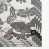 Set of four napkins inspired by the stunning and intricate artwork found in the extensive Royal Botanic Gardens, Kew. Light grey napkins with darker grey artwork of insects including butterflies and dragonflies. Kew logo featured in bottom right.