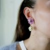 Athens Face and Flower Gold Earrings - on model