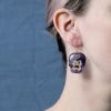 Pansy Dark Stemor Gold Drop Earrings