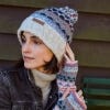 Classic Fairisle Roll Back Bobble Beanie Hat, Oatmeal