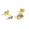 Rainbow CZ Stud Earrings, Gold Plated