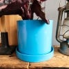 Recycled Ocean Plastic 15cm Pot & Saucer, Blue