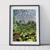 Kew Waterlily House A3 Print presented with a black frame