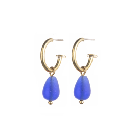 Egyptian-Style Hoop Earrings, Blue Glass Bead