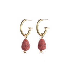 Egyptian-style Hoop Earrings, Red Glass Bead