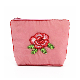 Kew x My Doris Beaded Rose Coin Purse, Pink